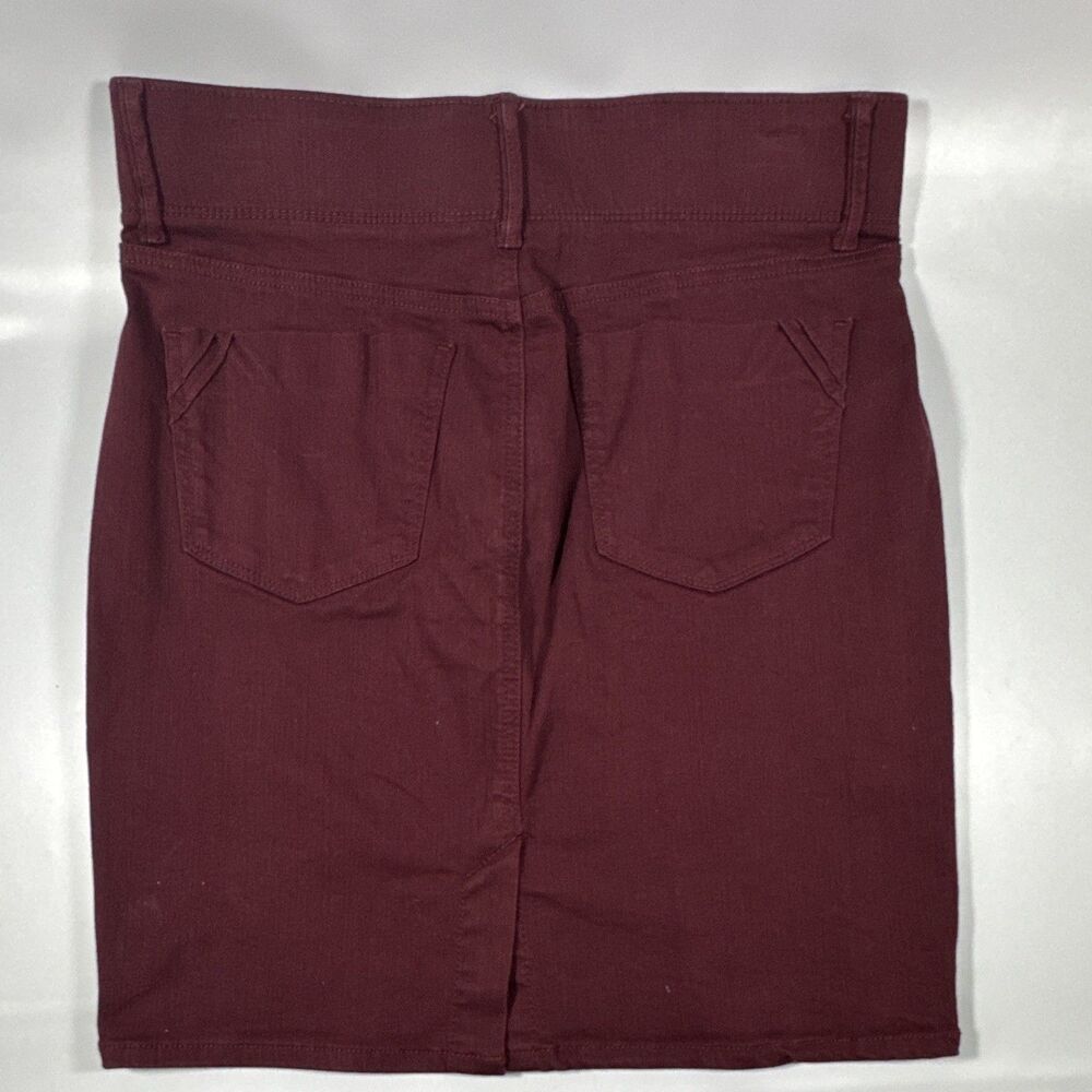 Apt 9 Midi Pencil Skirt Womens 10 Burgundy Bootstrap Front Buttons Stretch